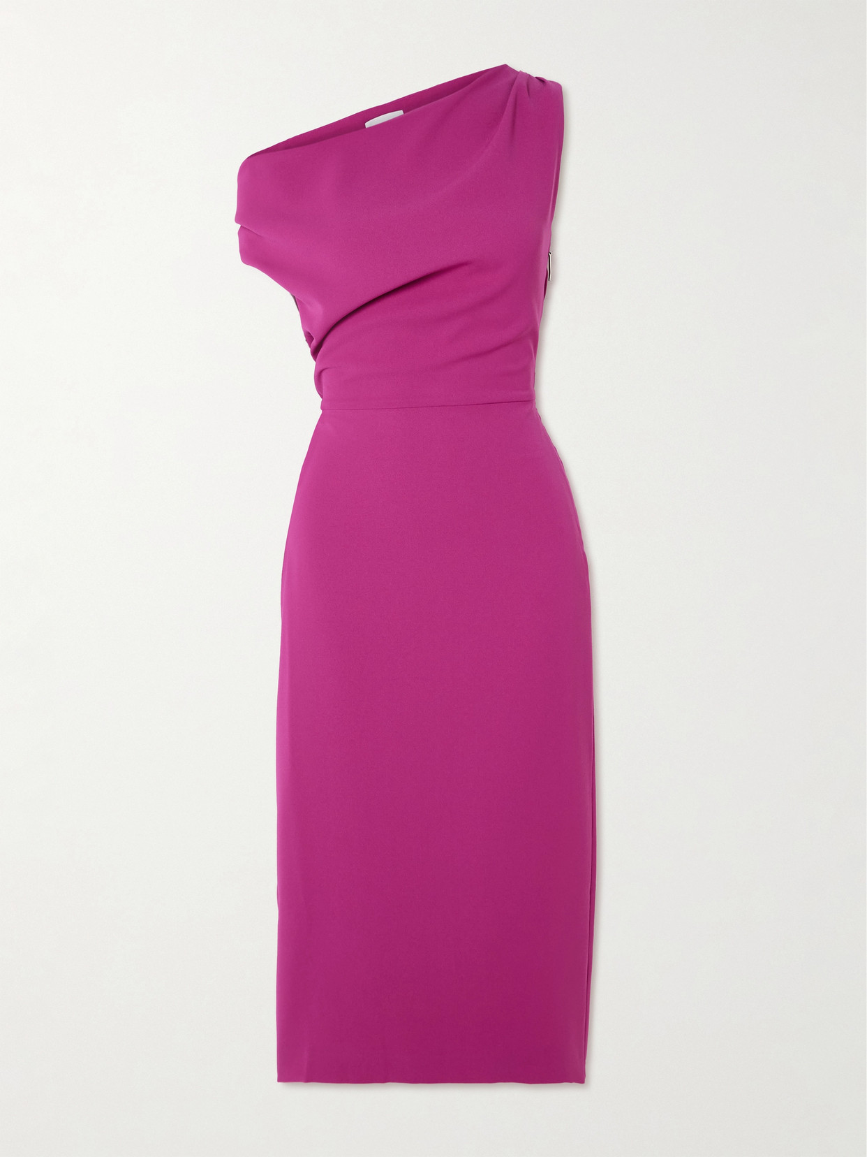 16arlington Kira One-shoulder Draped Crepe Midi Dress In Pink