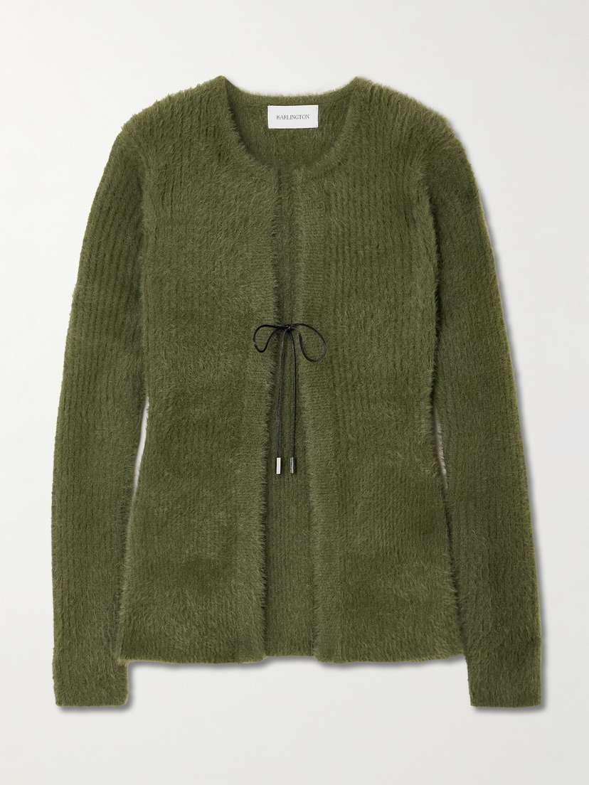 16Arlington Teria Satin-trimmed Brushed-knit Cardigan