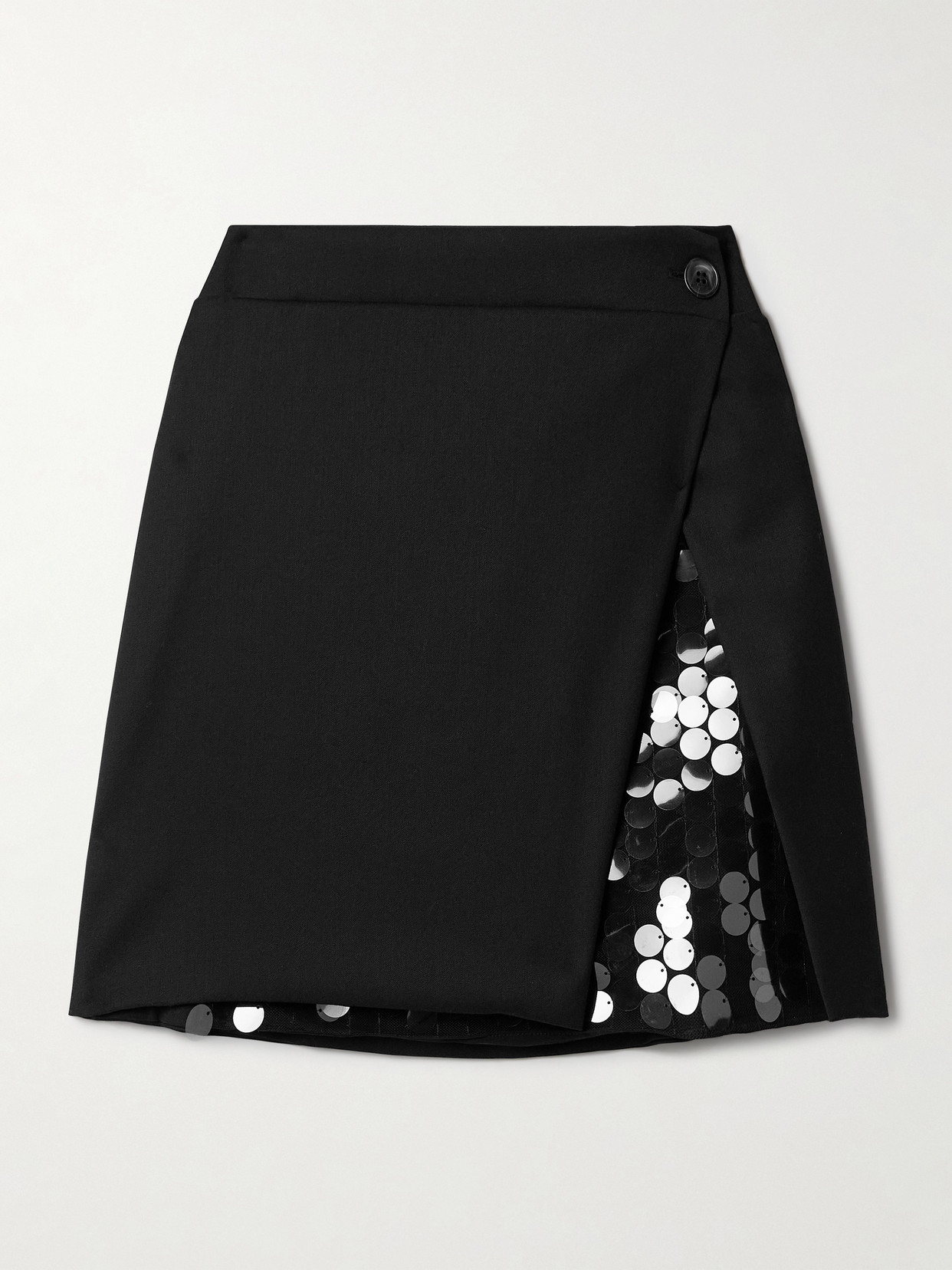 16ARLINGTON - Noelia Twill And Paillette-embellished Tulle Mini Wrap Skirt - Black