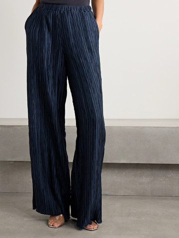 16Arlington Mandrake plissé-satin wide-leg pants