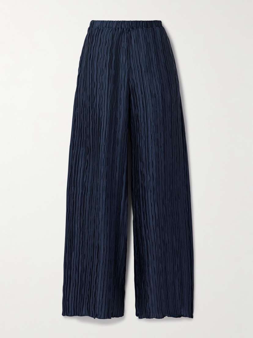 16Arlington Mandrake Plissé-satin Wide-leg Pants