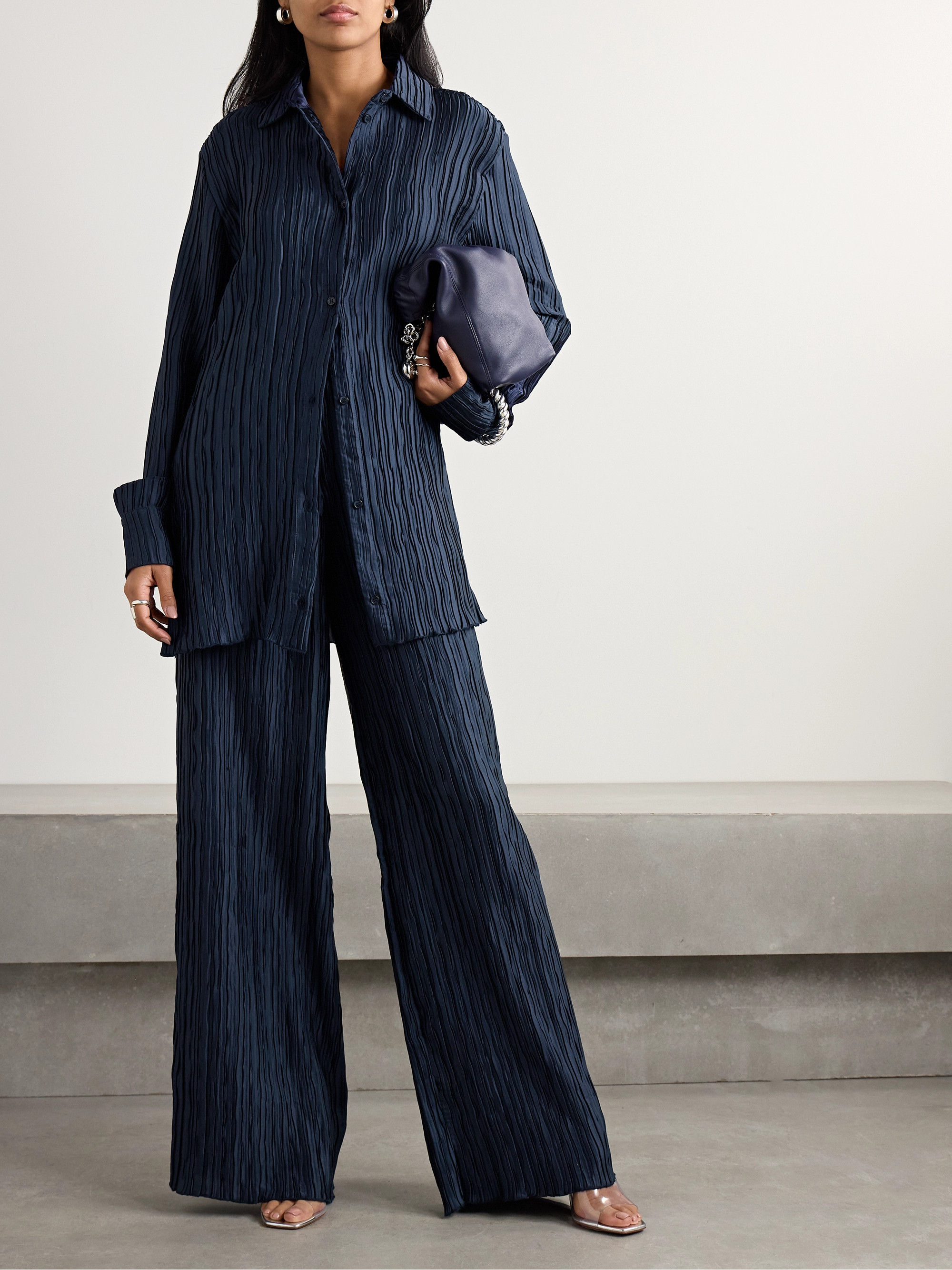 16Arlington Mandrake plissé-satin wide-leg pants thumbnail