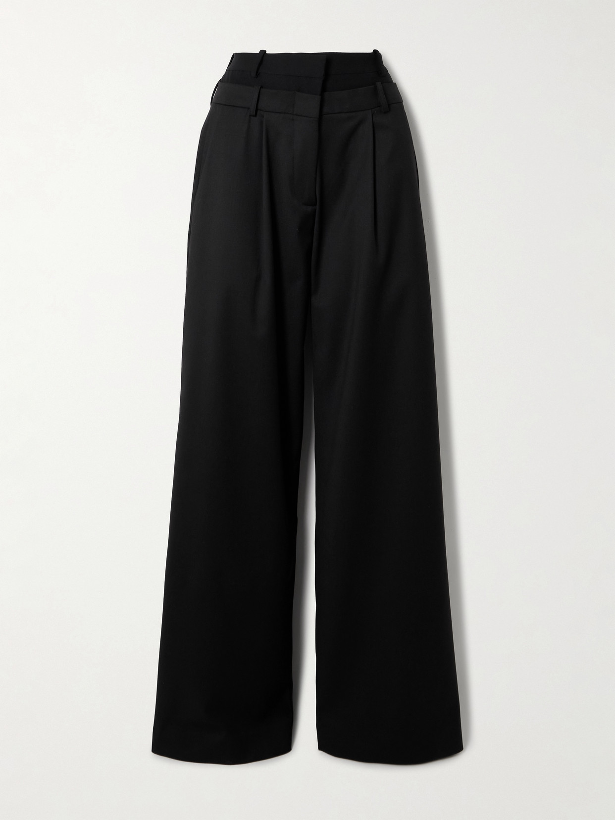 16arlington Ivlia Layered Pleated Crepe Wide-leg Pants In Black