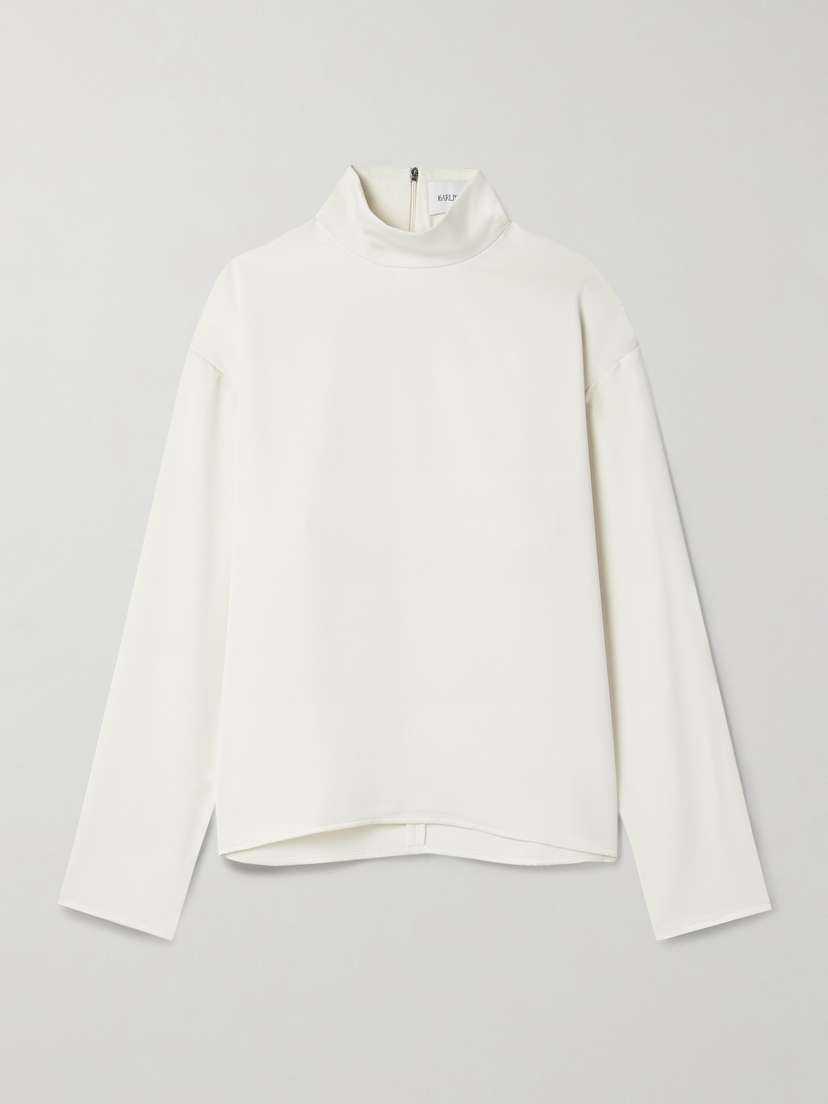 16Arlington Olall Crepe Turtleneck Blouse