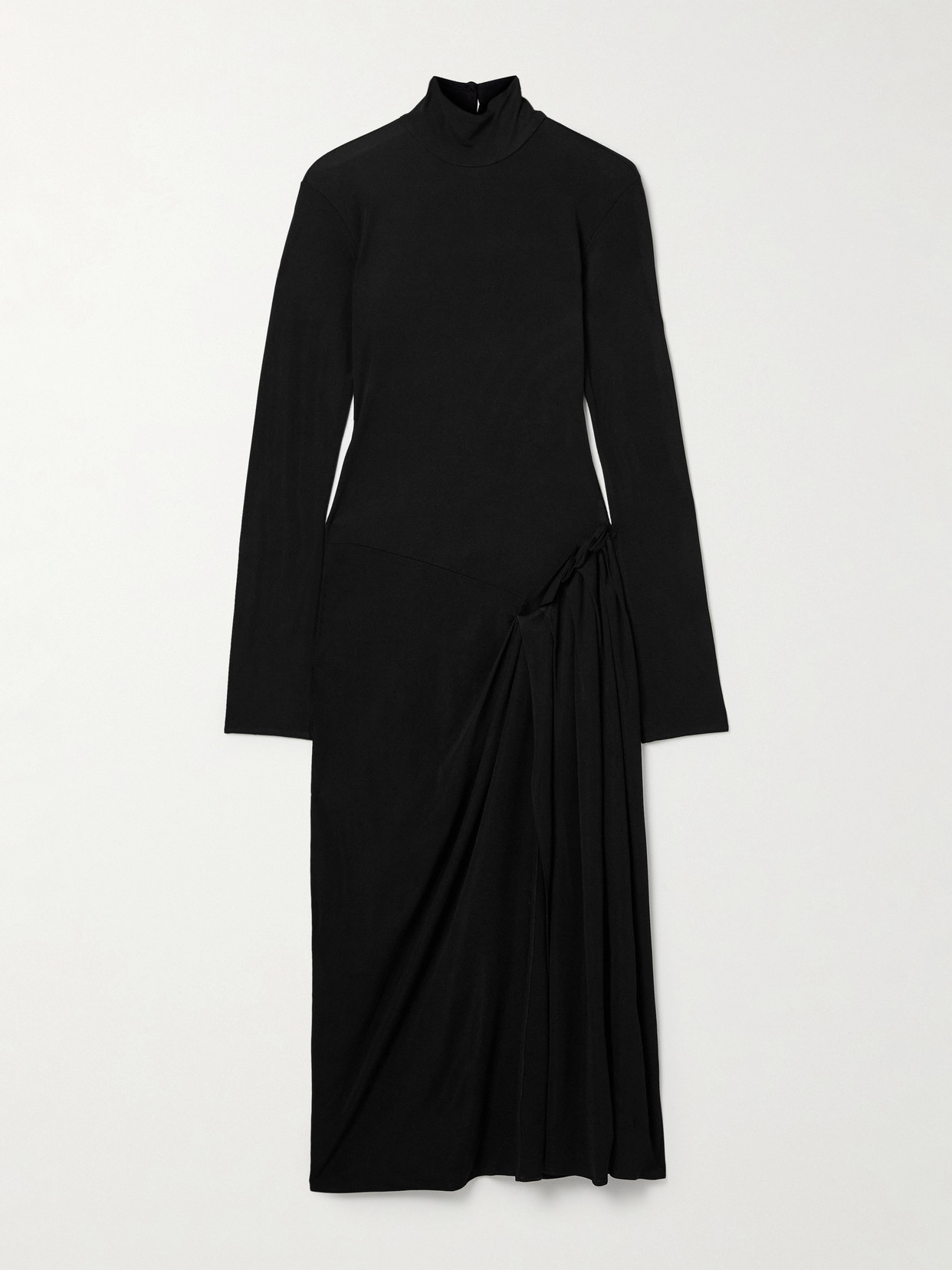 16arlington Vento Pleated Draped Jersey Midi Dress In Black