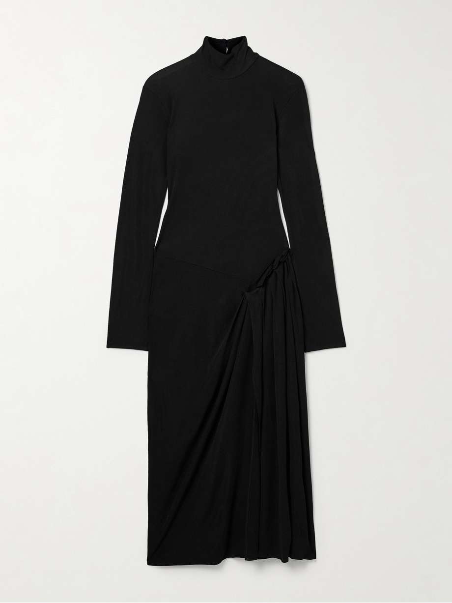 vento pleated draped jersey midi dress