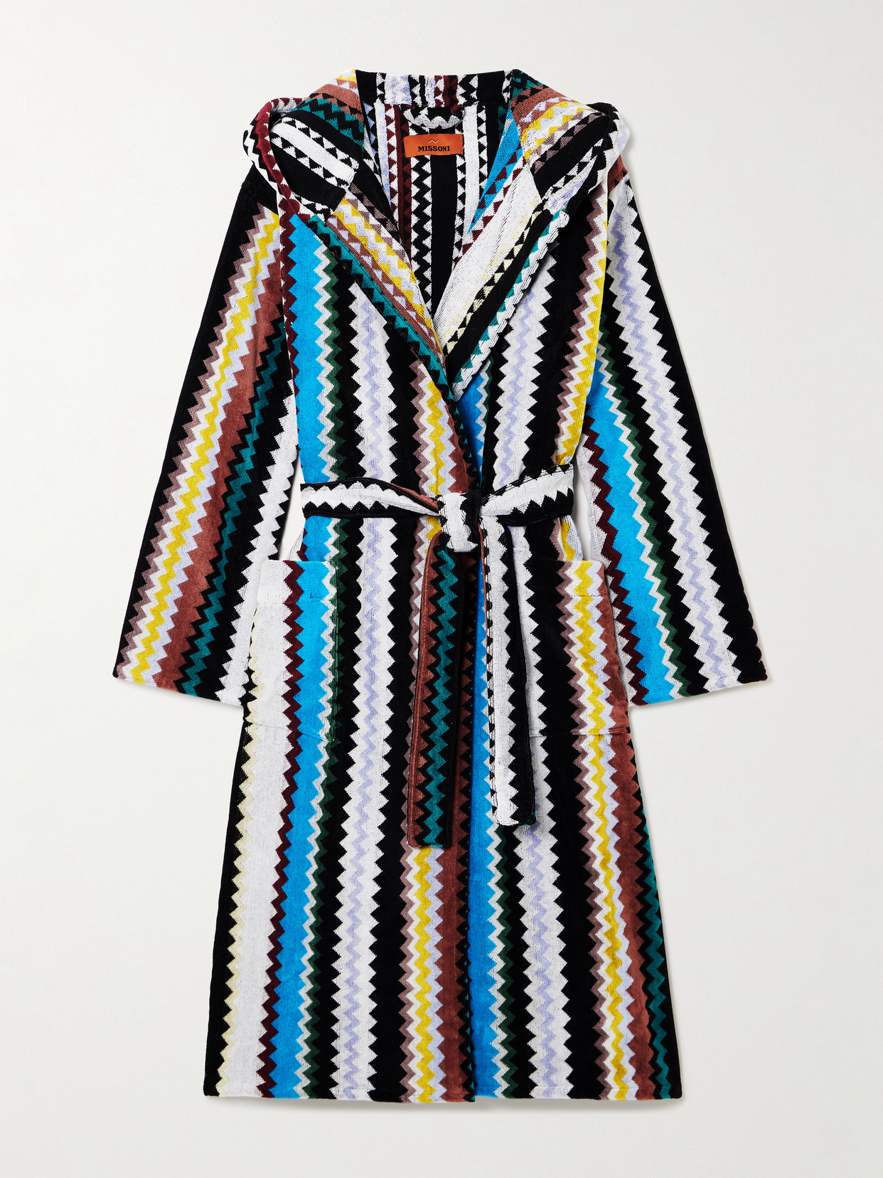 Missoni - Curt Hooded Striped Cotton-terry Robe - Blue