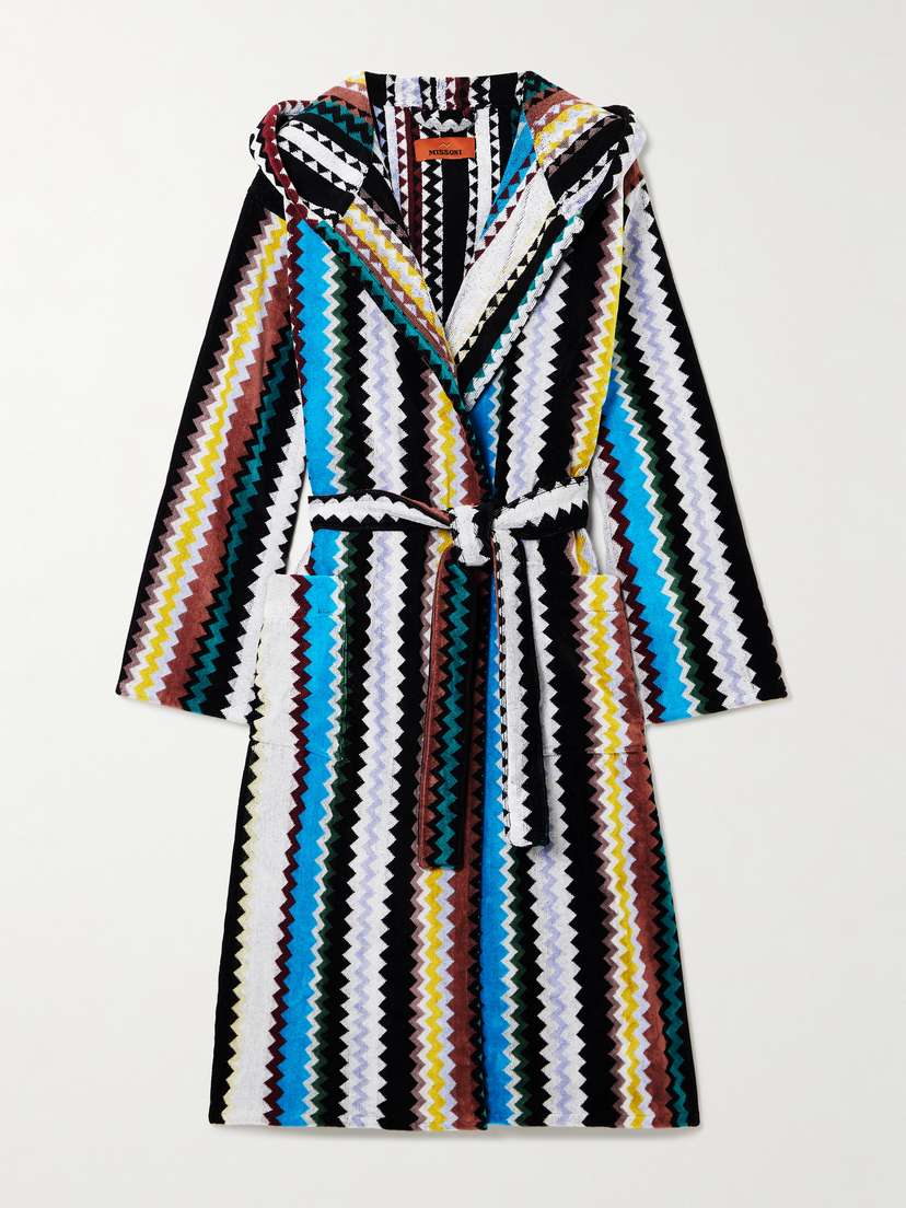 Missoni Curt Hooded Striped Cotton-terry Robe