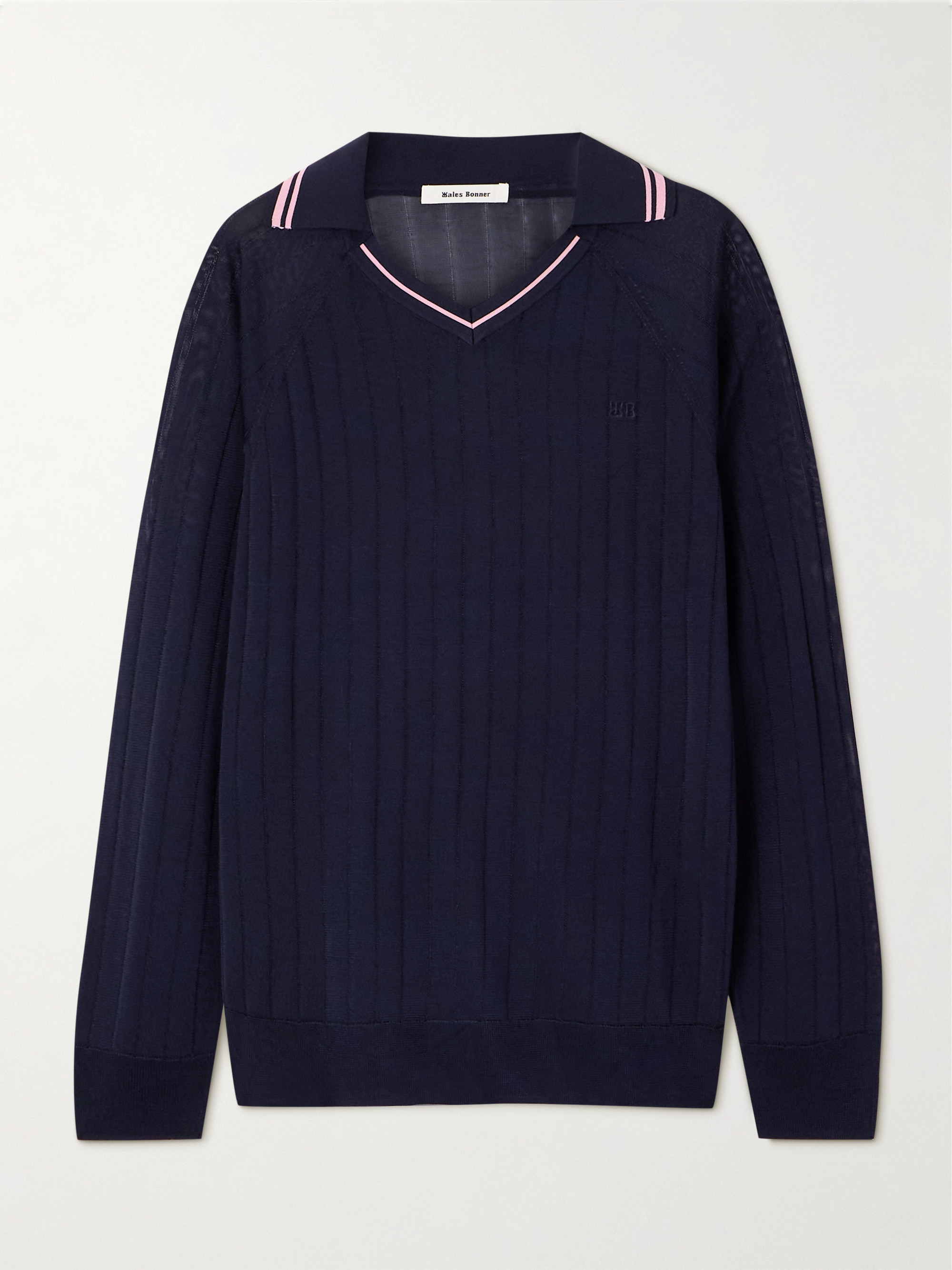 Wales Bonner - Roots embroidered ribbed polo shirt | Plush