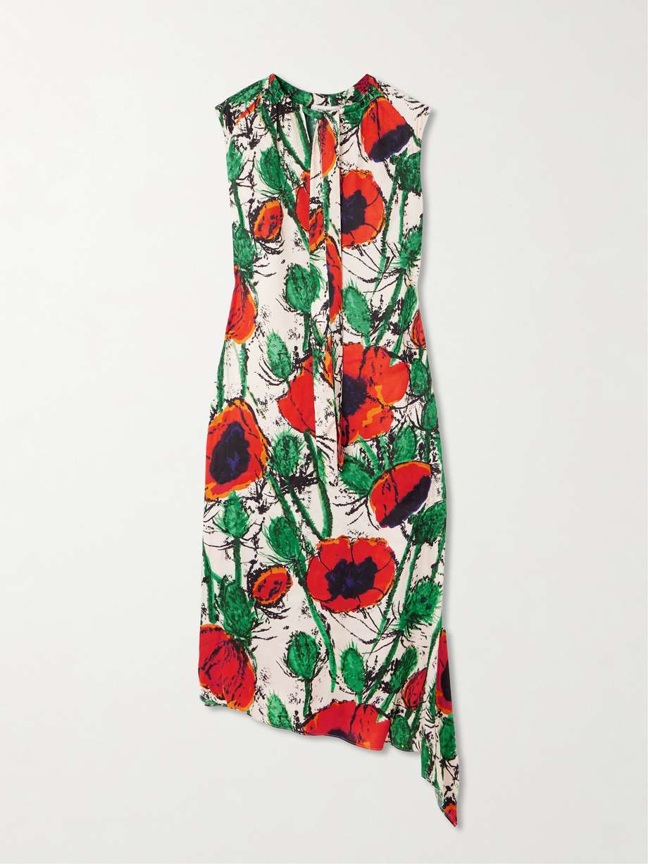 calypso asymmetric floral-print twill dress