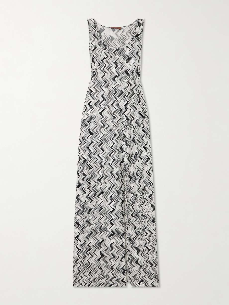 striped embroidered crochet-knit coverup