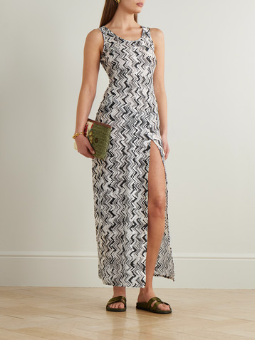 Missoni Striped embroidered crochet-knit coverup