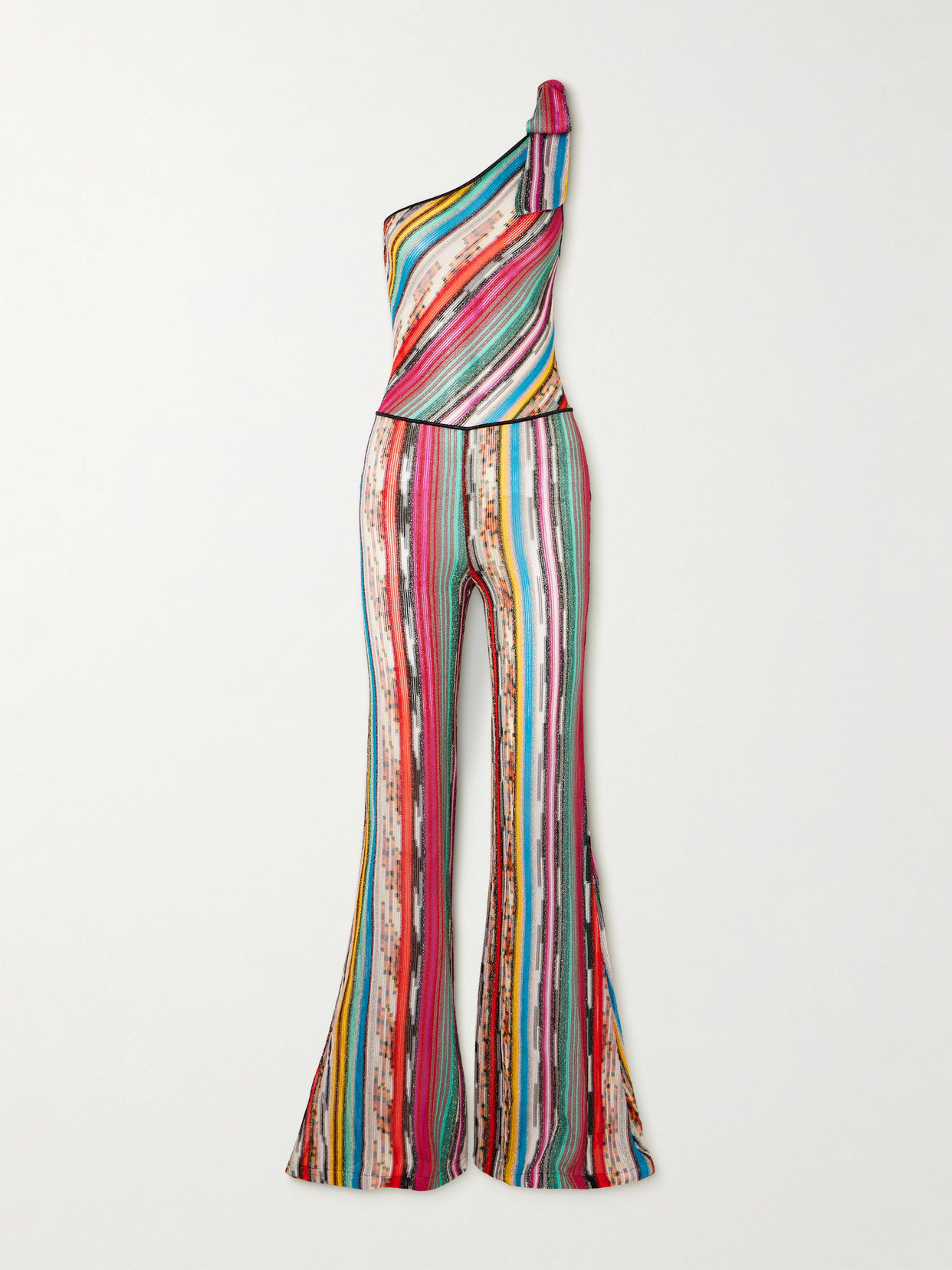 Missoni One-shoulder Metallic Crochet-knit Jumpsuit In Multi