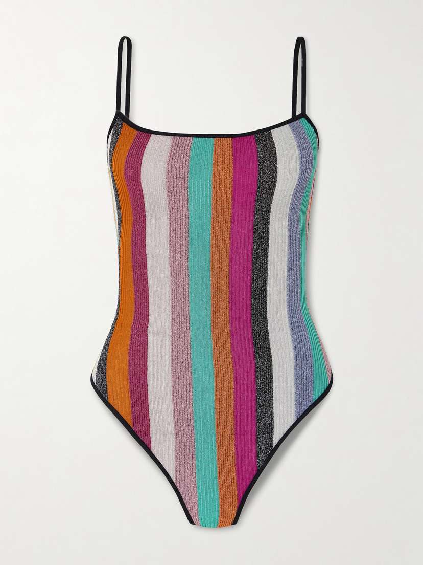 Missoni Mare Striped Metallic Ribbed Crochet-knit Swimsuit