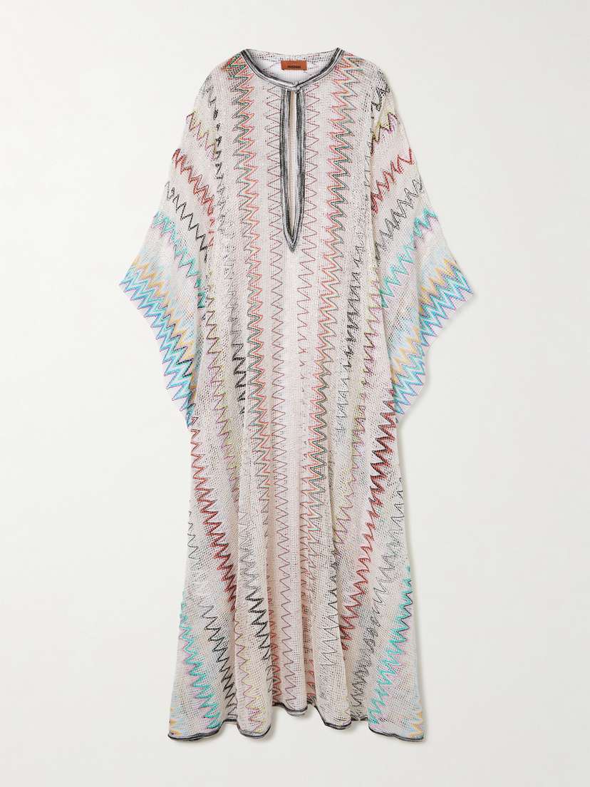 Missoni Sequined Striped Embroidered Open-knit Coverup