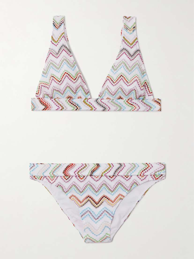 Missoni Striped Metallic Crochet-knit Bikini