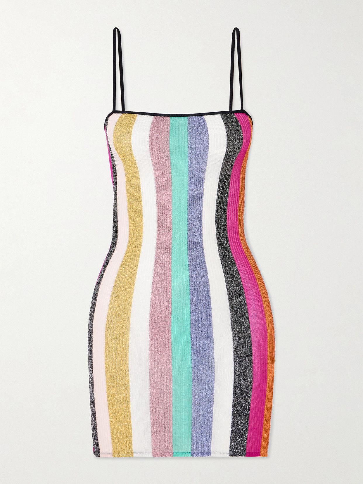 Missoni Striped Metallic Crochet-knit Mini Dress In Multi