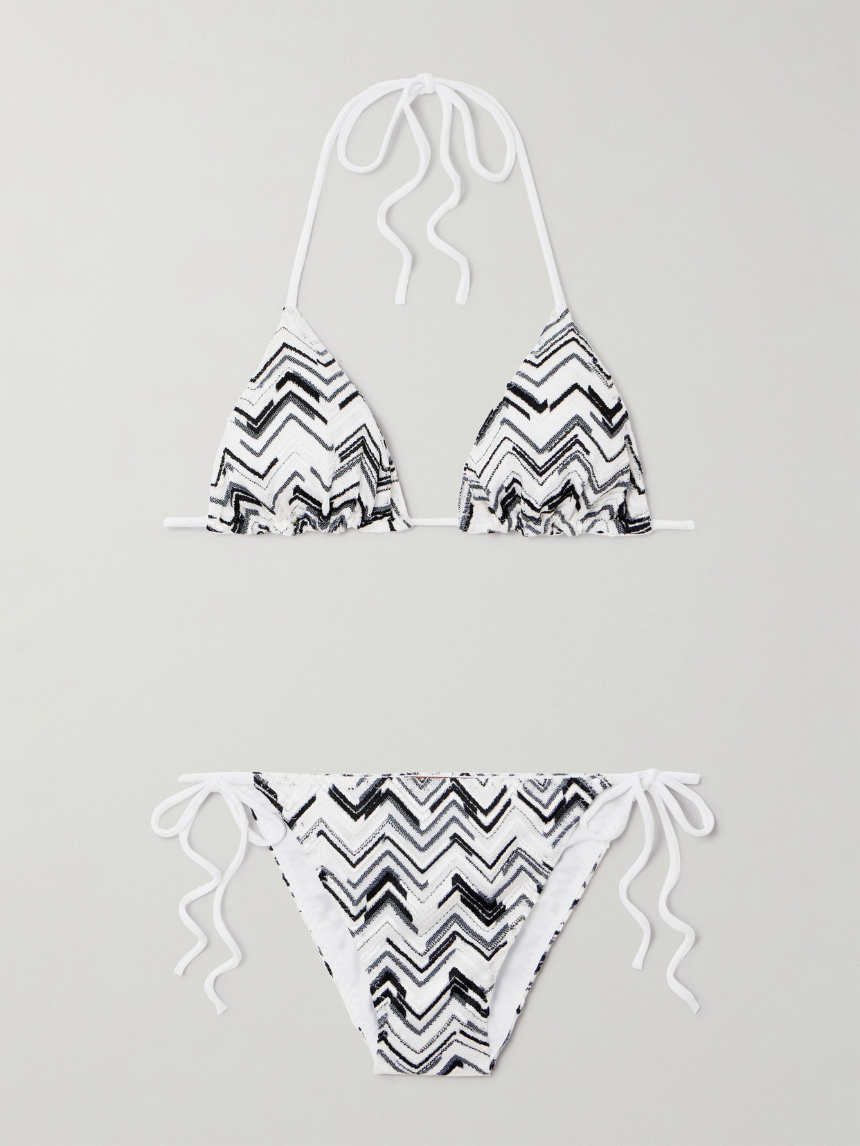 Missoni Mare Striped Crochet-knit Triangle Bikini In White