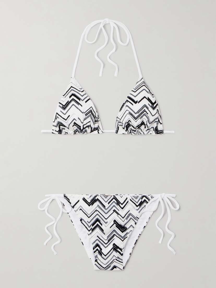 Missoni Mare Striped Crochet-knit Triangle Bikini