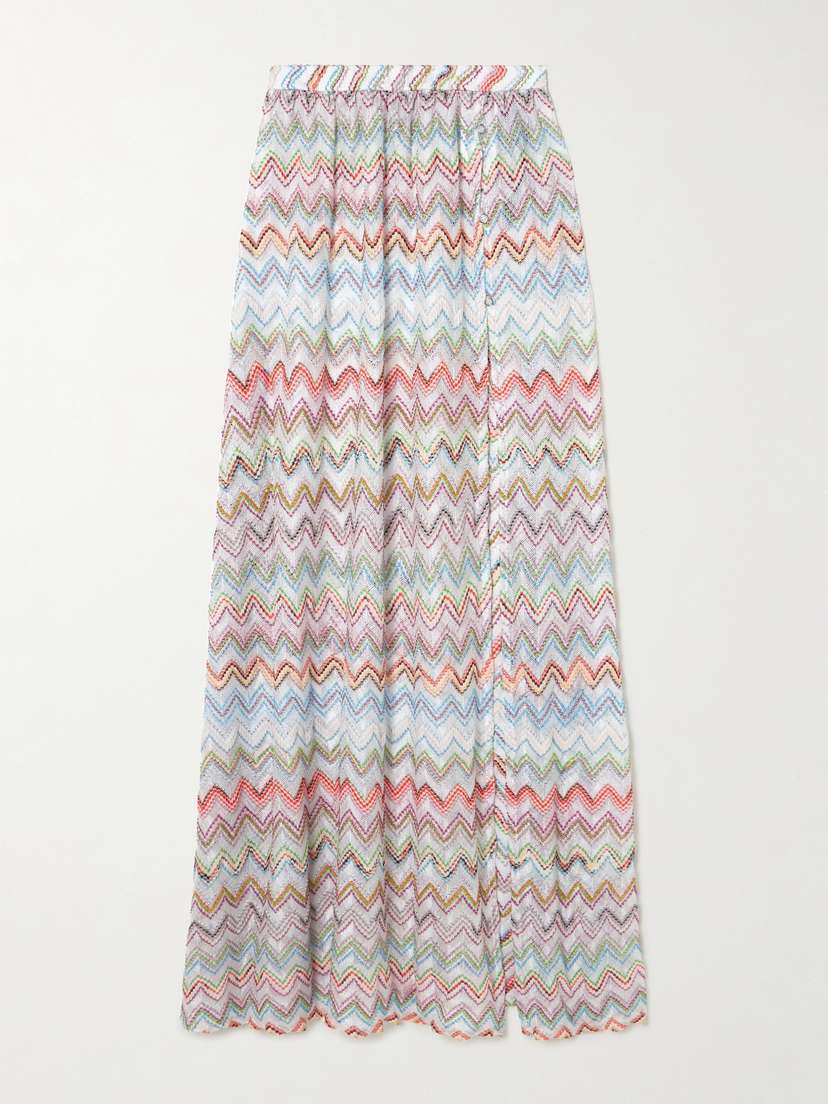 Missoni Striped Metallic Crochet-knit Maxi Skirt