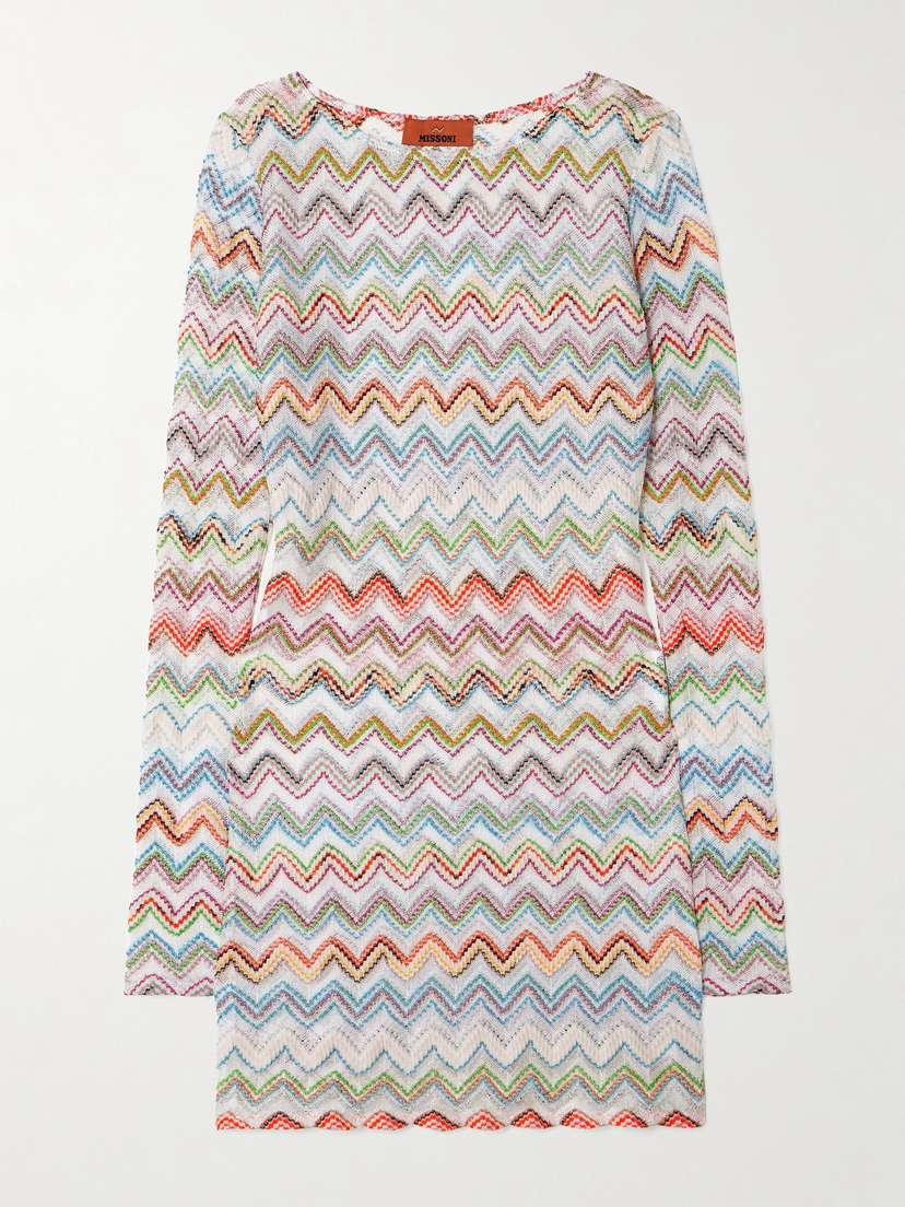 Missoni Metallic Crochet-knit Mini Dress