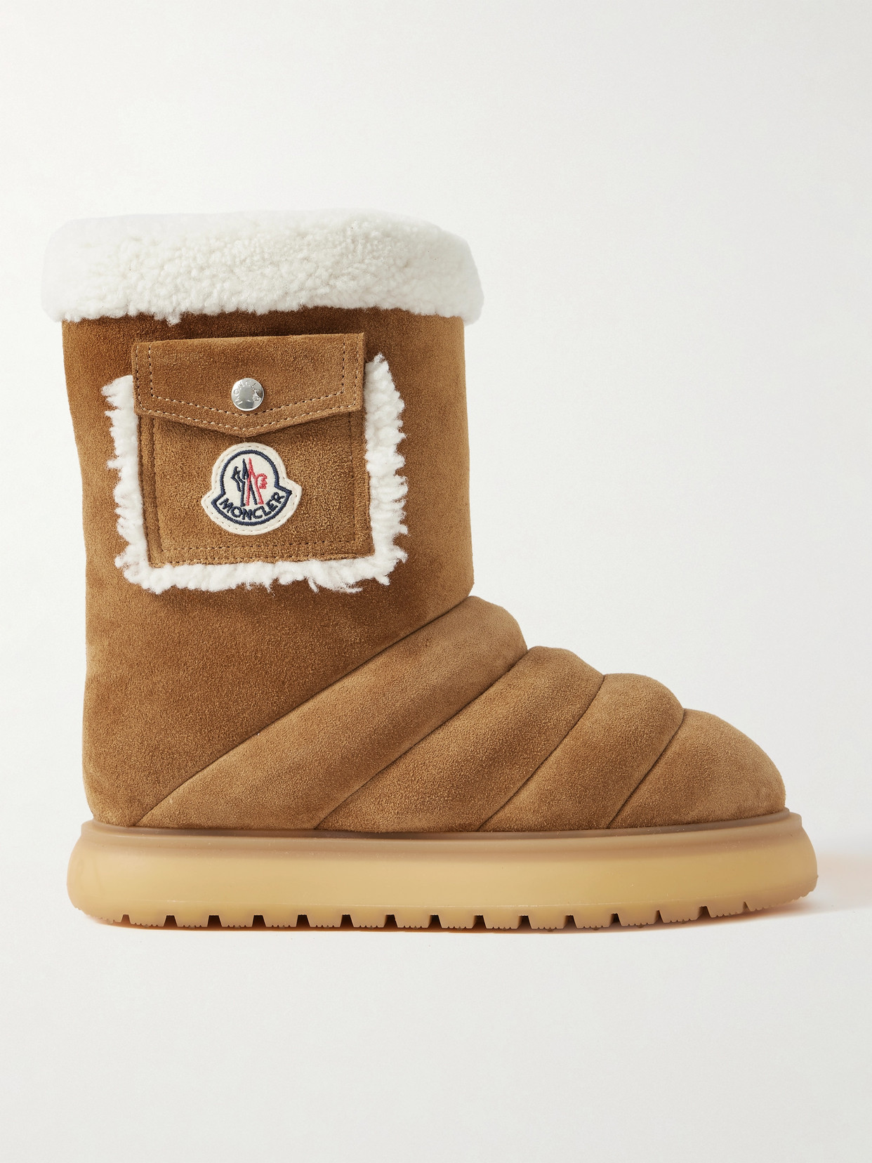 Moncler Gaia Pocket Suede Ankle Boots In Brown
