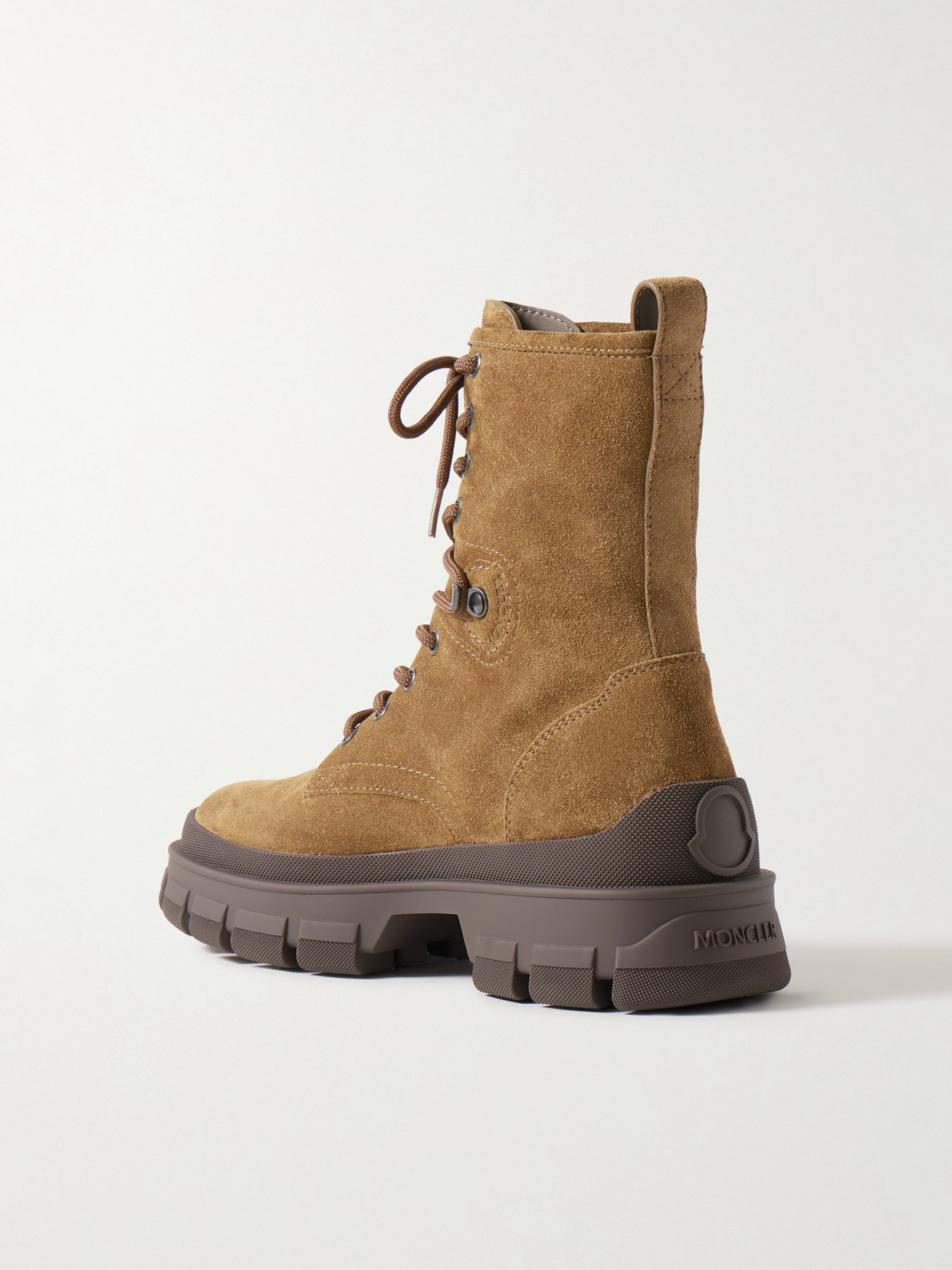 MONCLER HEVEA RUBBER-TRIMMED SUEDE ANKLE BOOTS 