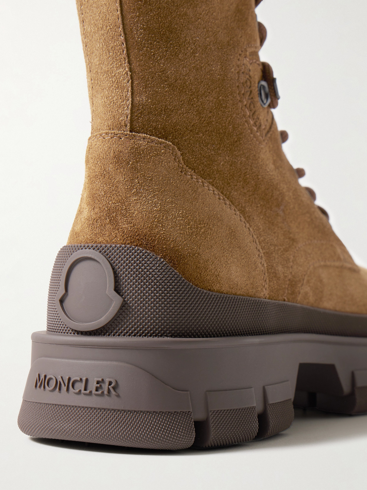 MONCLER HEVEA RUBBER-TRIMMED SUEDE ANKLE BOOTS 