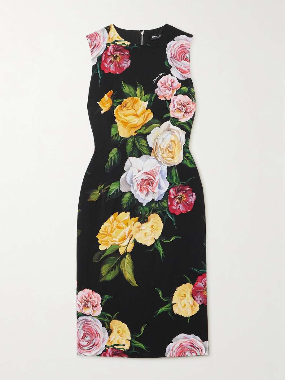 floral-print stretch-silk charmeuse dress