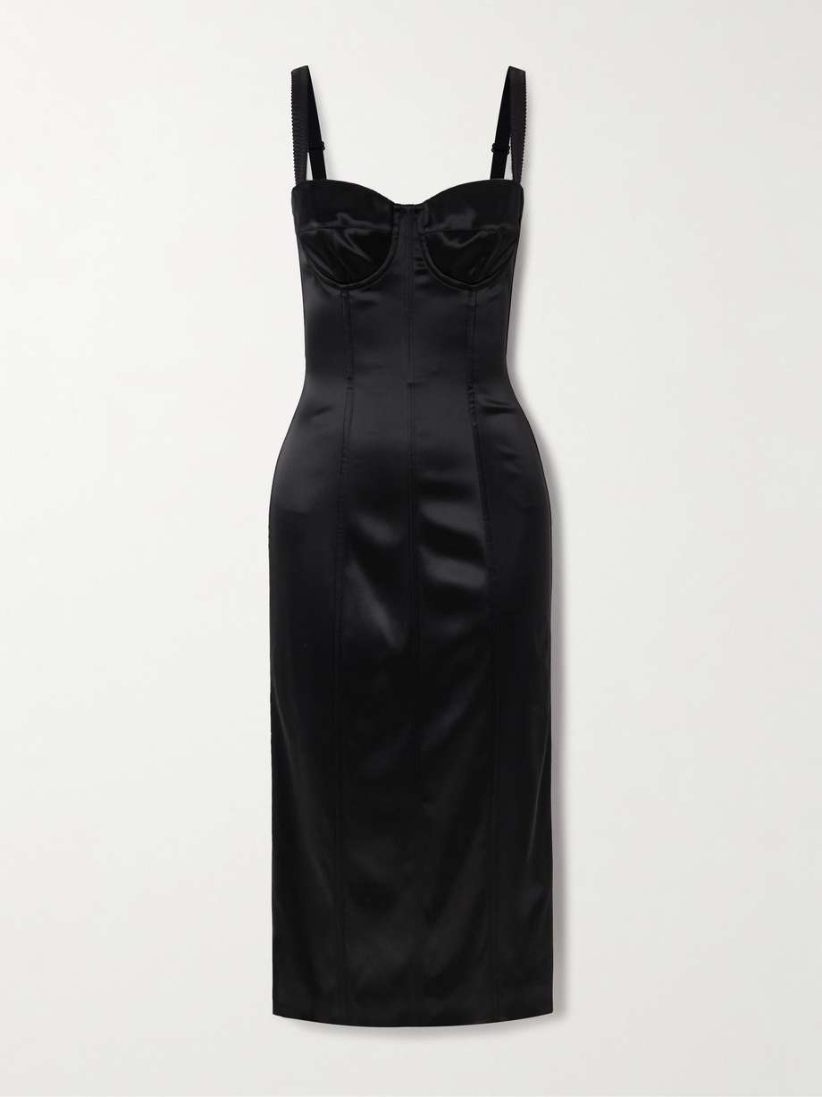 satin bustier midi dress
