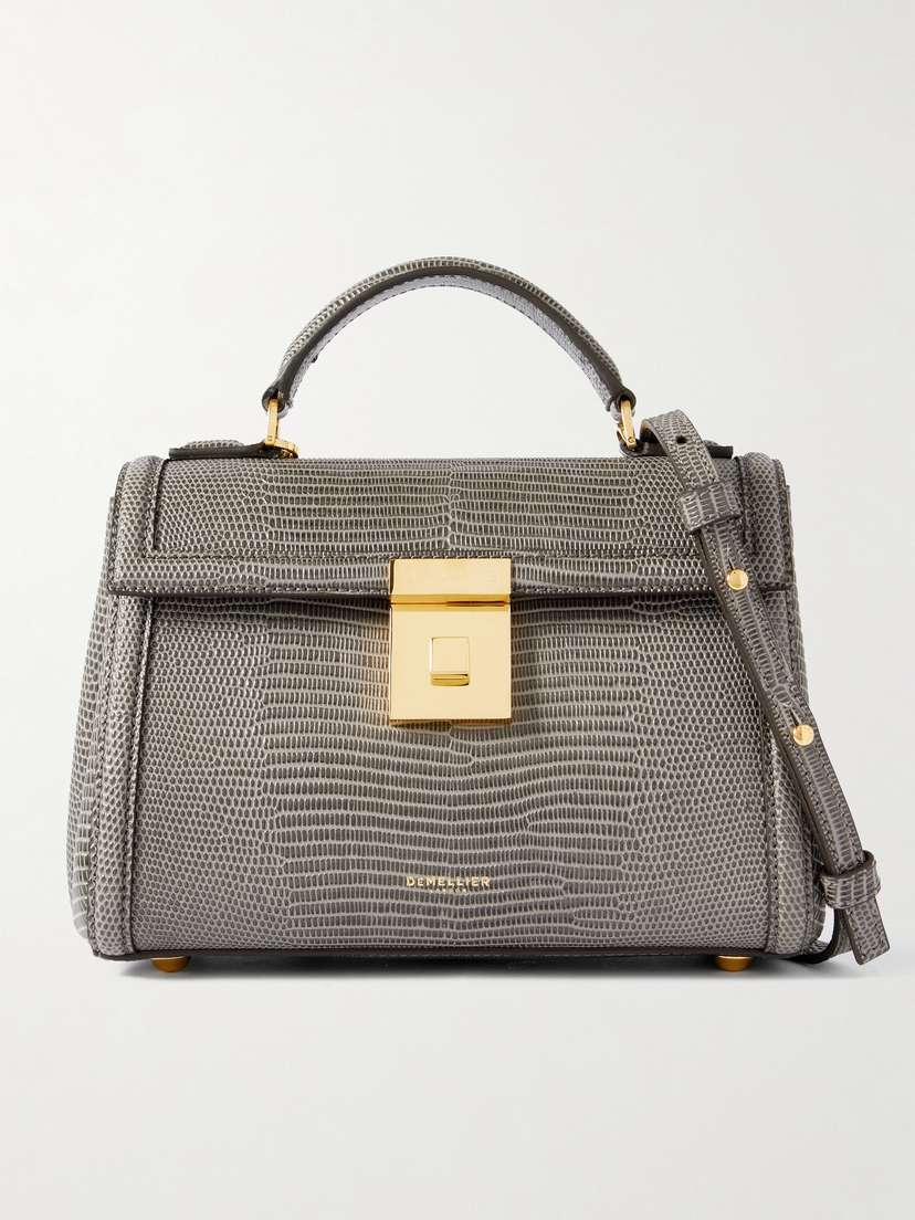 DeMellier The Paris Lizard-effect Leather Shoulder Bag