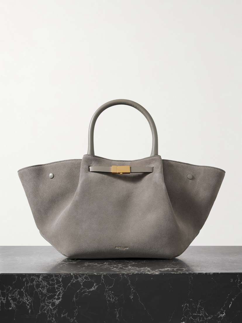 DeMellier New York Midi Leather-trimmed Suede Tote