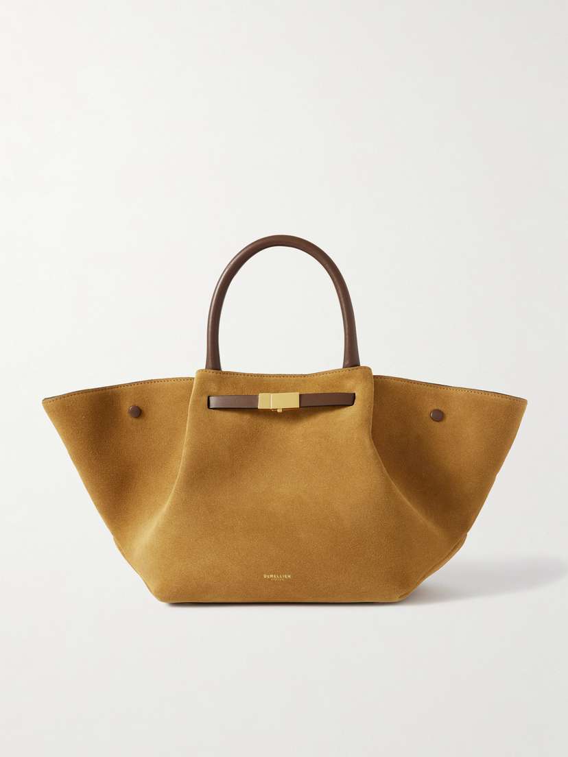 DeMellier New York Midi Leather-trimmed Suede Tote