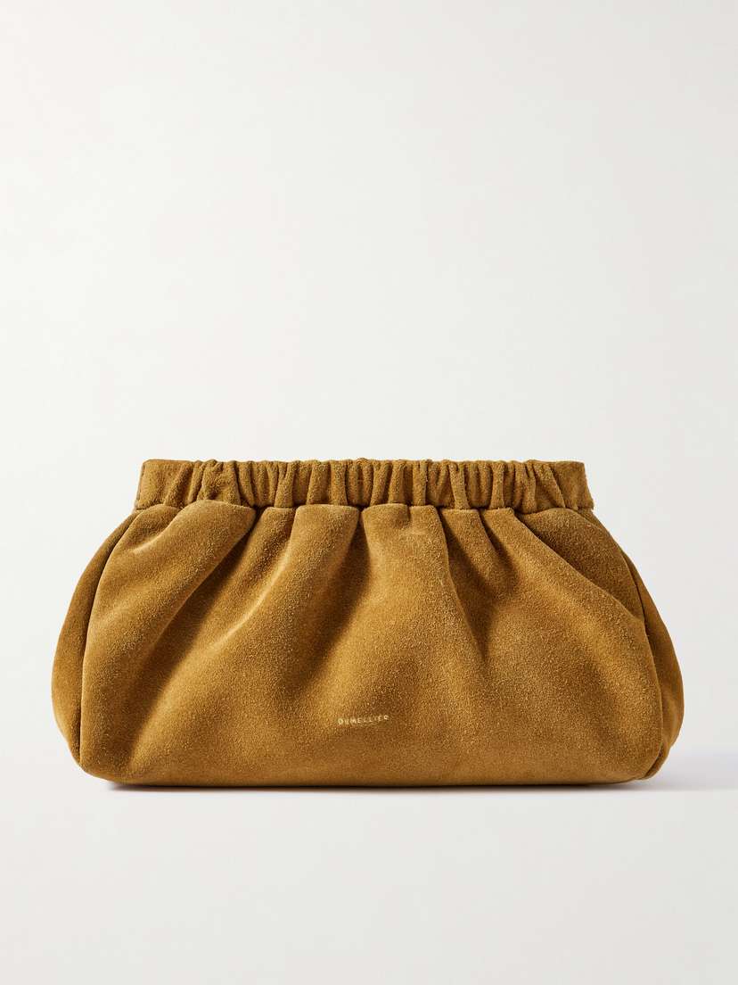 DeMellier The Miami Gathered Suede Clutch