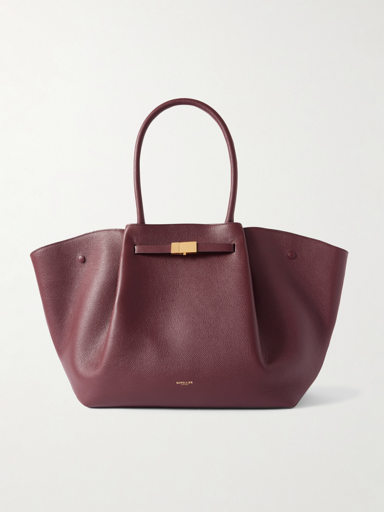 Demellier New York Textured-leather Tote In Burgundy