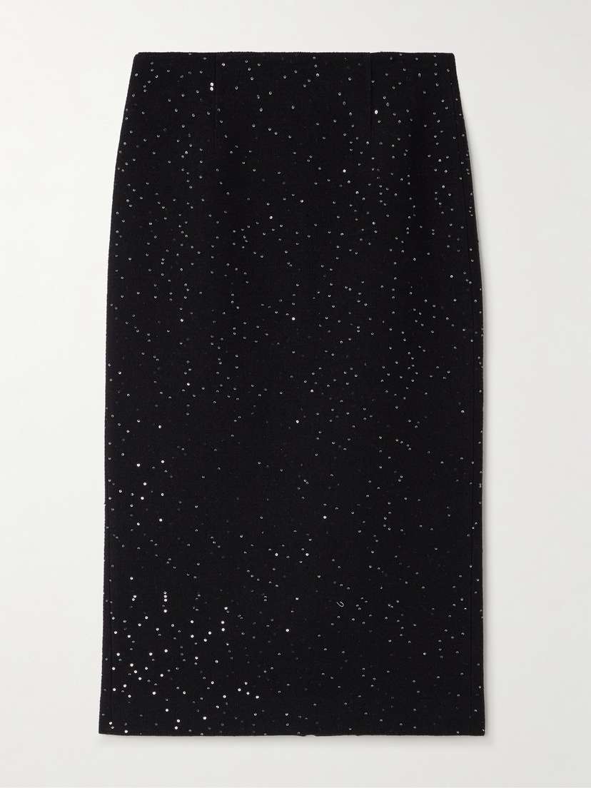 SHUSHU/TONG Sequined Wool-blend Tweed Midi Skirt