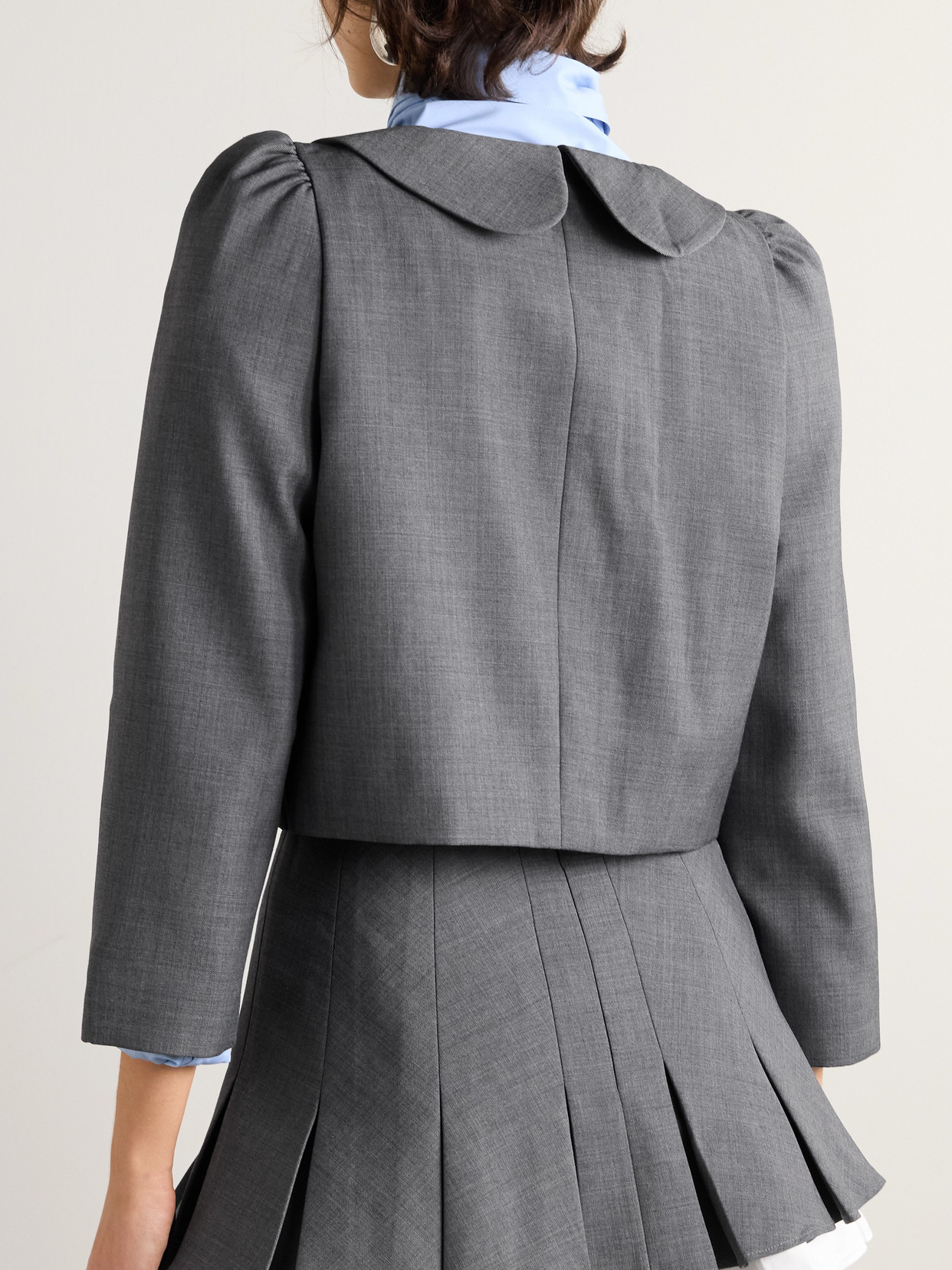 Shushu-tong Cropped Grain De Poudre Jacket In Gray