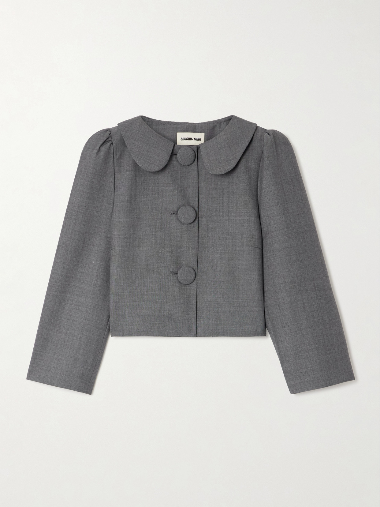 Shushu-tong Cropped Grain De Poudre Jacket In Gray