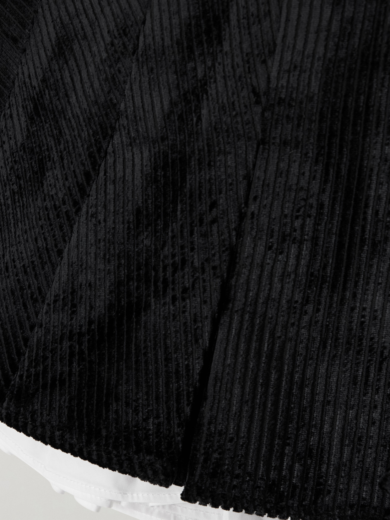 Shushu-tong Layered Pleated Cotton Poplin-trimmed Corduroy Mini Skirt In Black