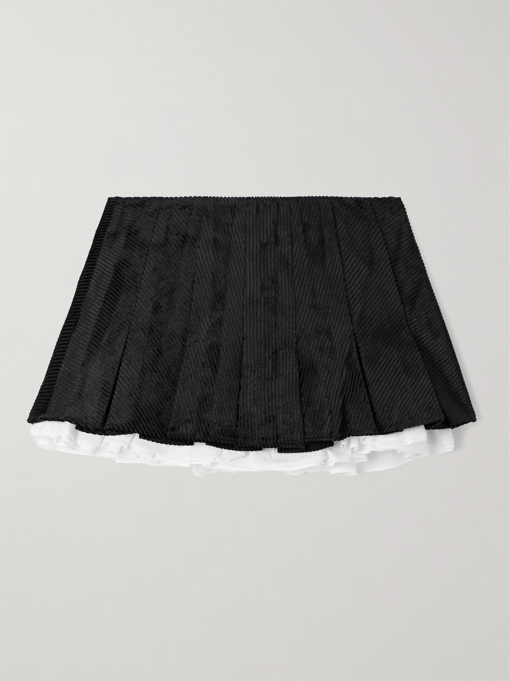 SHUSHU/TONG Layered pleated cotton poplin-trimmed corduroy mini skirt thumbnail