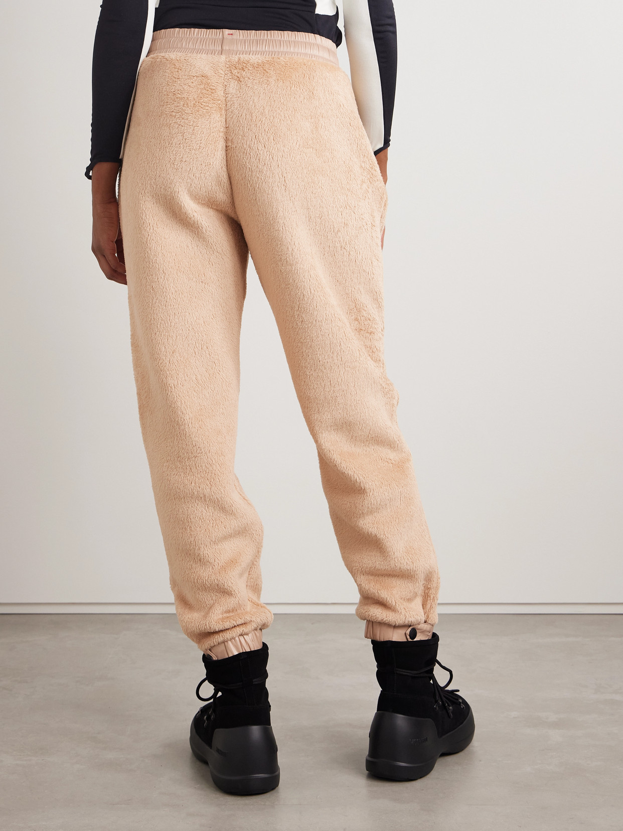 MONCLER NYLON LAQUÉ-TRIMMED POLARTEC® FLEECE TAPERED TRACK PANTS