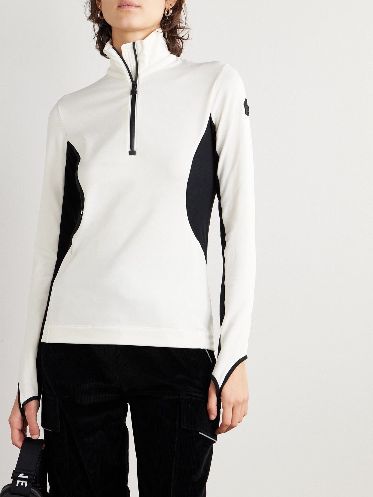 Moncler Grenoble Polartec® Power Grid™ Base Layer Half Zip Pullover In White