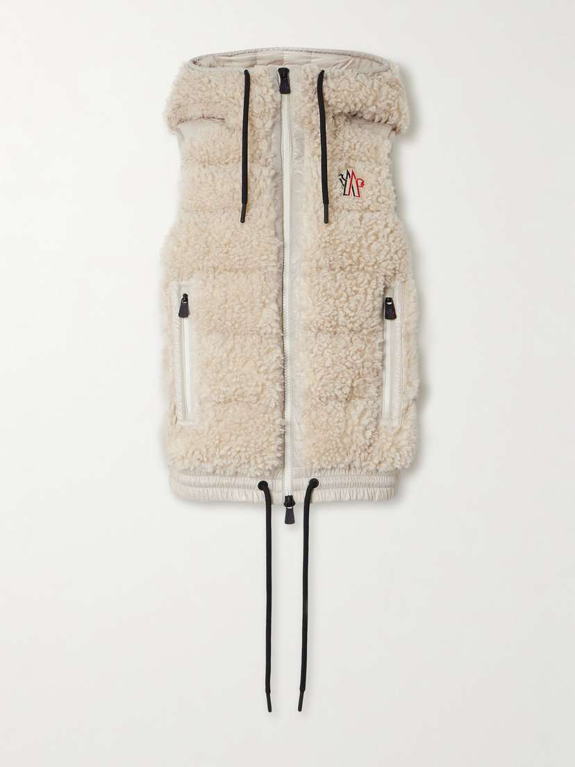 Moncler Grenoble Shell-trimmed Quilted Faux Shearling Hooded Down Vest