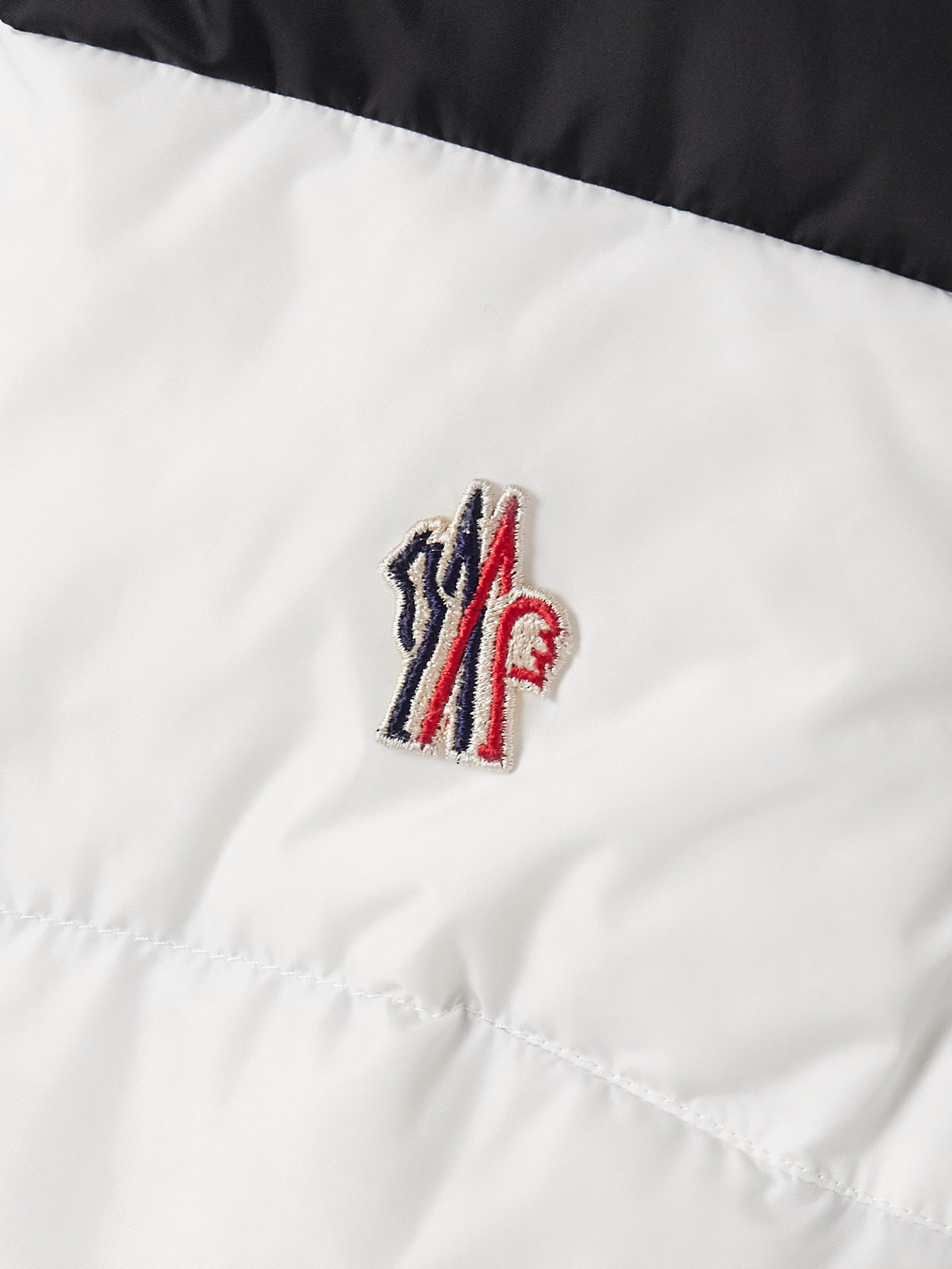 Moncler Belted Paneled Quilted Down Ski Suit In Black