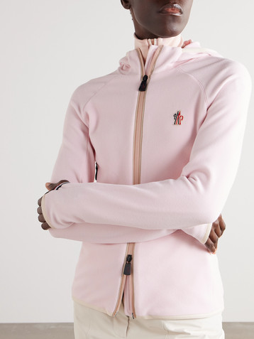 MONCLER GRENOBLE Appliquéd hooded fleece jacket