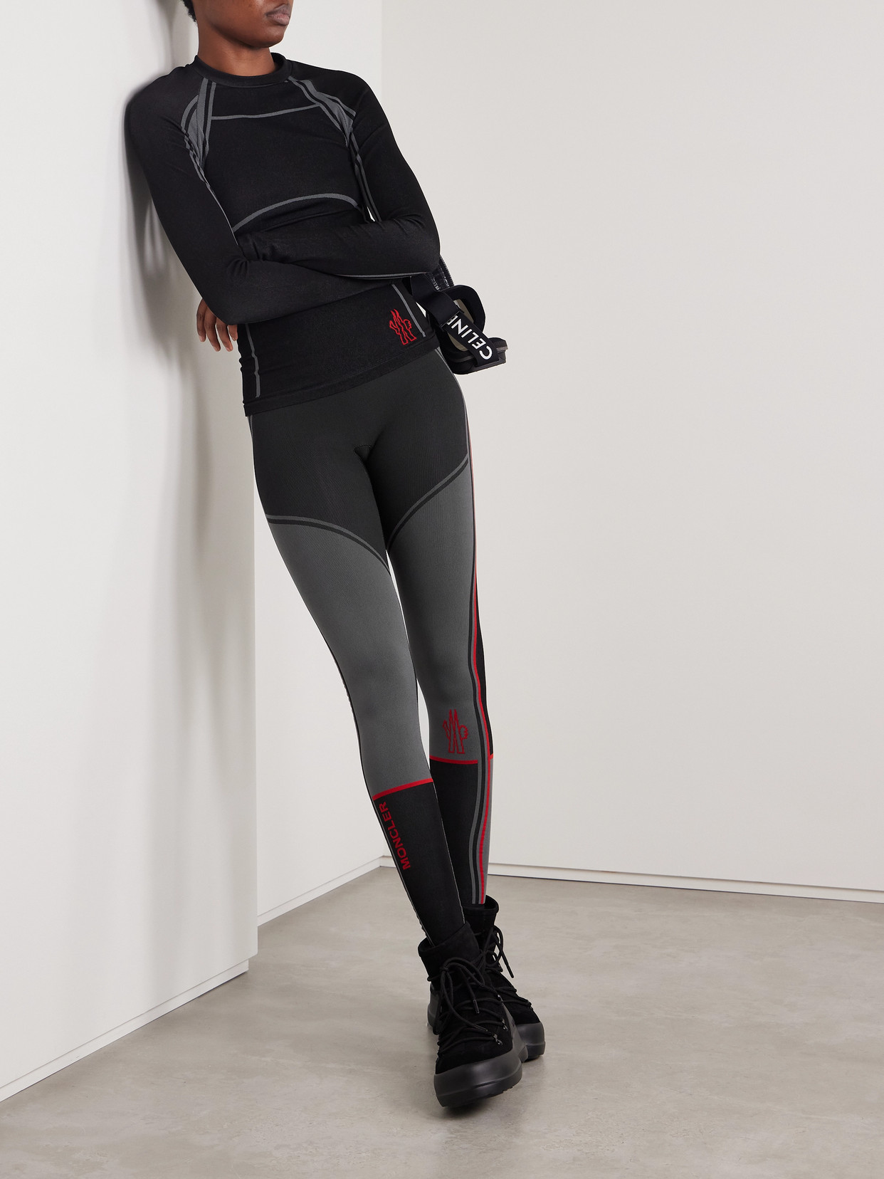 Moncler Stretch-knit Leggings In Black