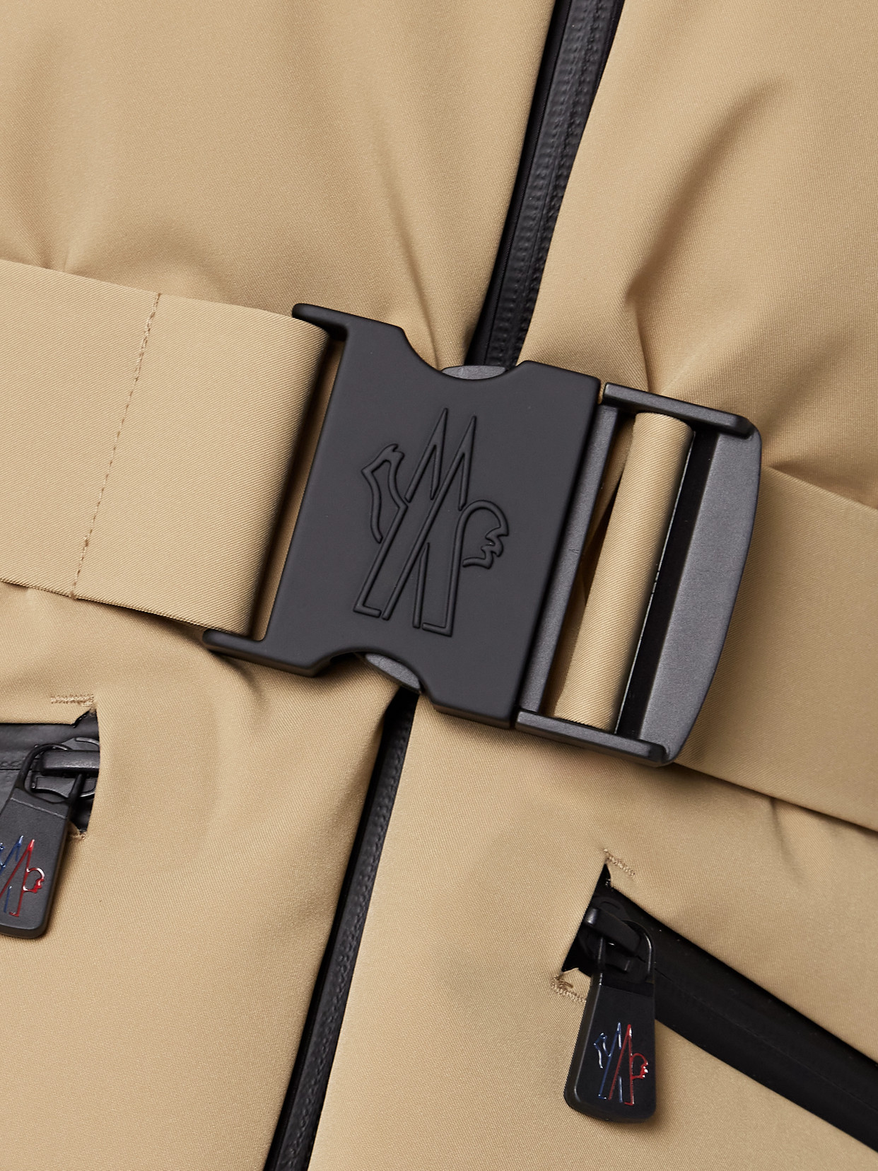 Shop Moncler Tolima Belted Hooded Quilted Down Ski Jacket In Neutrals