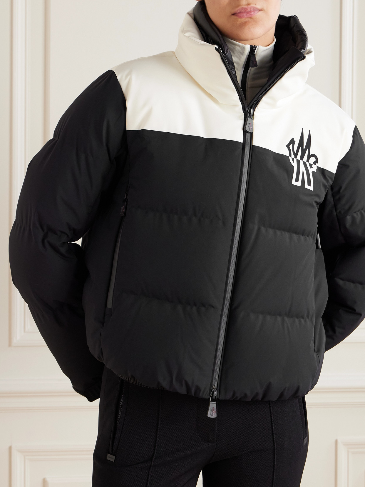 Shop Moncler Stennes Poplin-paneled Quilted Down Ski Jacket In Black