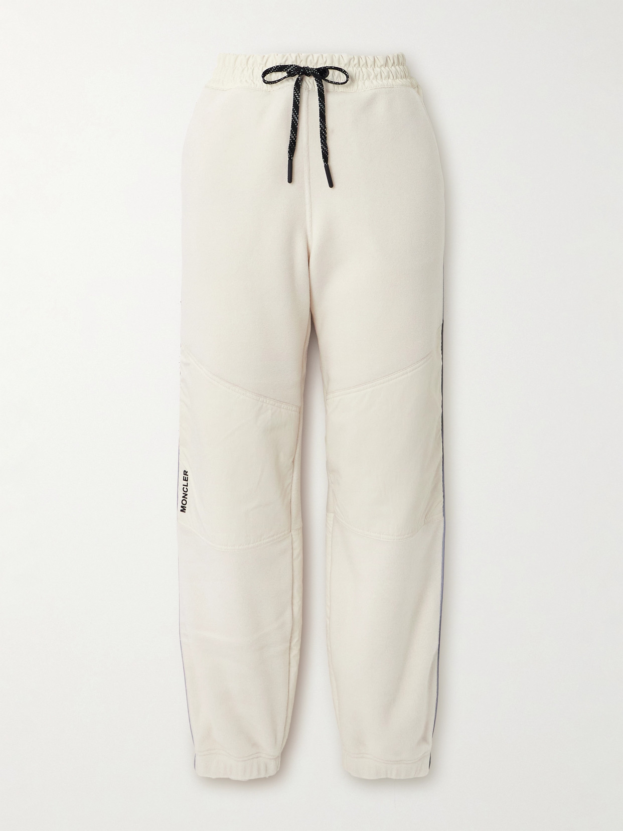 Moncler Shell-paneled Fleece Tapered Sweatpants In Cream