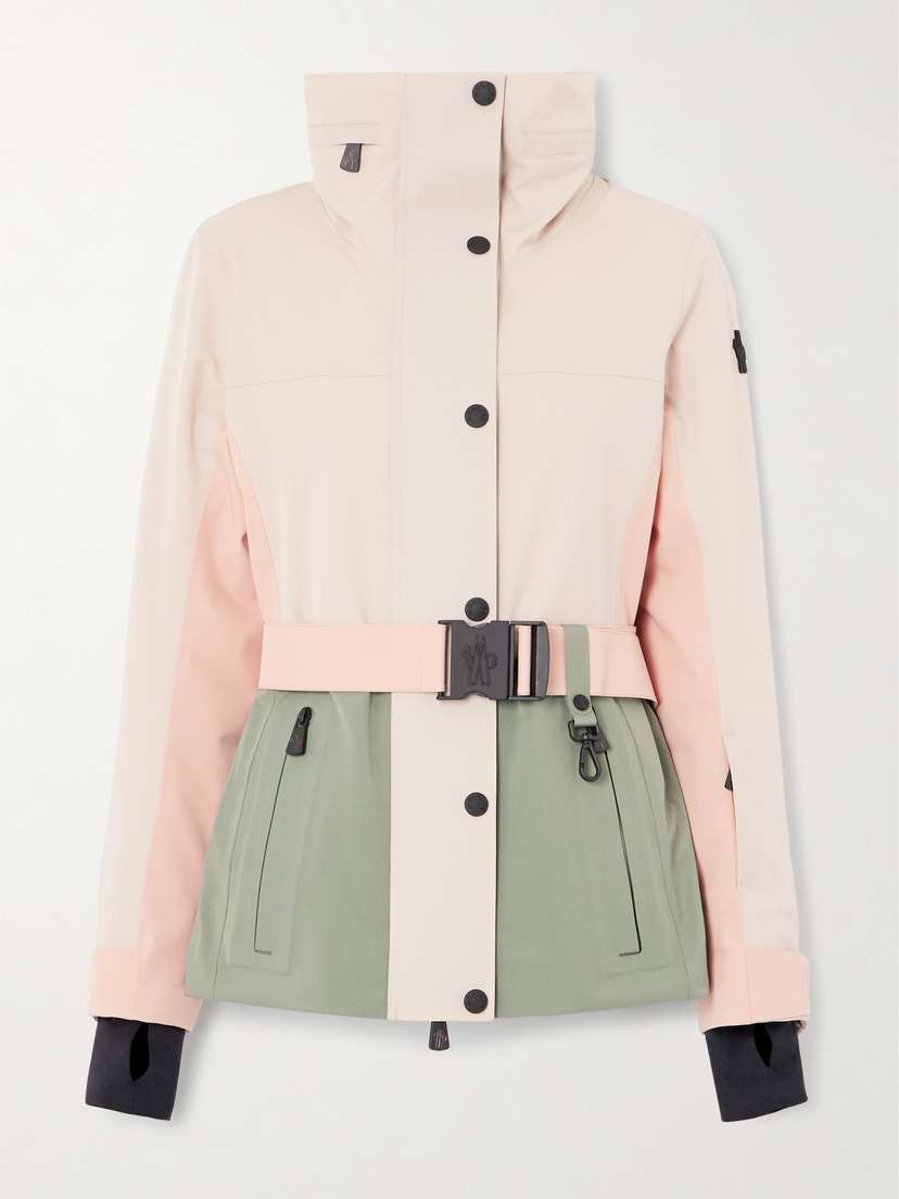 Moncler Grenoble Hainets Belted Hooded Padded Color-block Ski Jacket